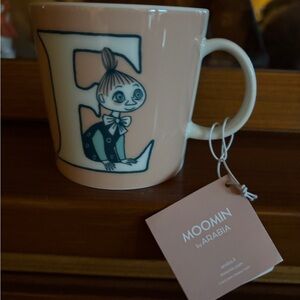 Arabia Moomin ABC Mug in Pink 13 oz Letter E